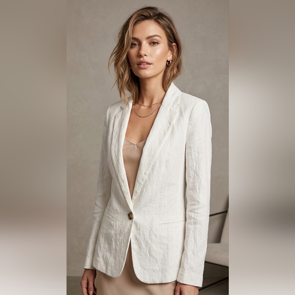 Walter Baker Cream Single-Button Linen Blazer